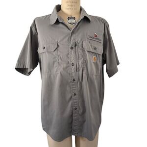 Carhartt Mens XL Grey Ripstop Short Sleeve Button Down The Queen Mary Work Shirt